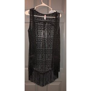 Black lace vest